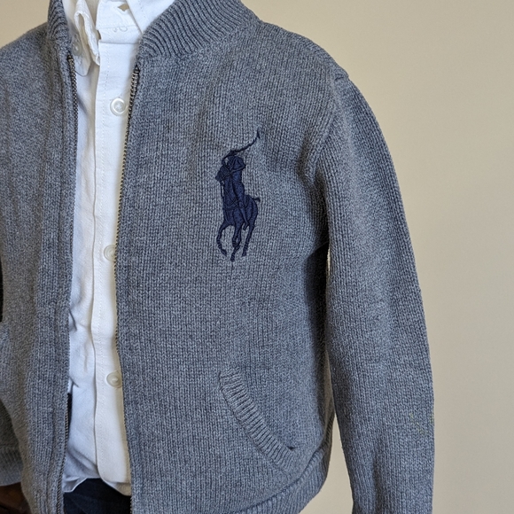 100% cotton, Polo by Ralph Lauren, boys size 5 full zip cardigan. - Picture 4 of 10